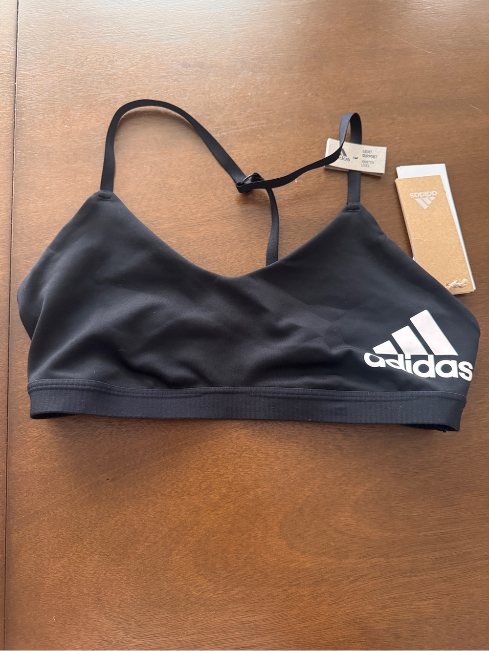 adidas Black Logo Light Support Bralette - Picture 2 of 2